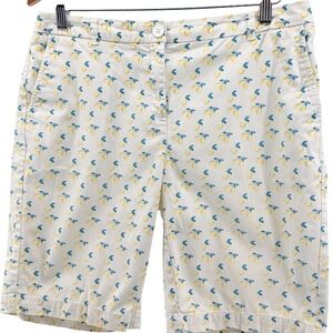 Juniper + lime Women 10 White Lemon Print Bermuda Walking Shorts Cotton Stretch‎